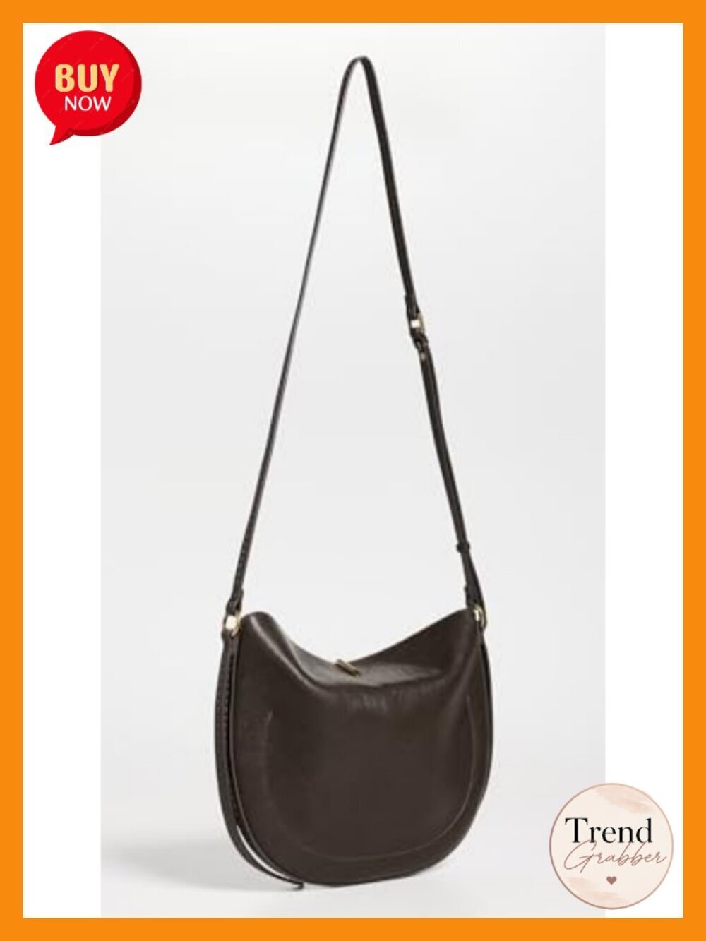 Suede Adjustable Crossbody Bag Hobo with Faux Leather Trim - Picture 3 of 4